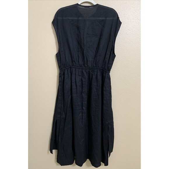 Joseph Delcie Black Ramie Tie Detail Midi Dress FR 42 Large - Picture 6 of 8